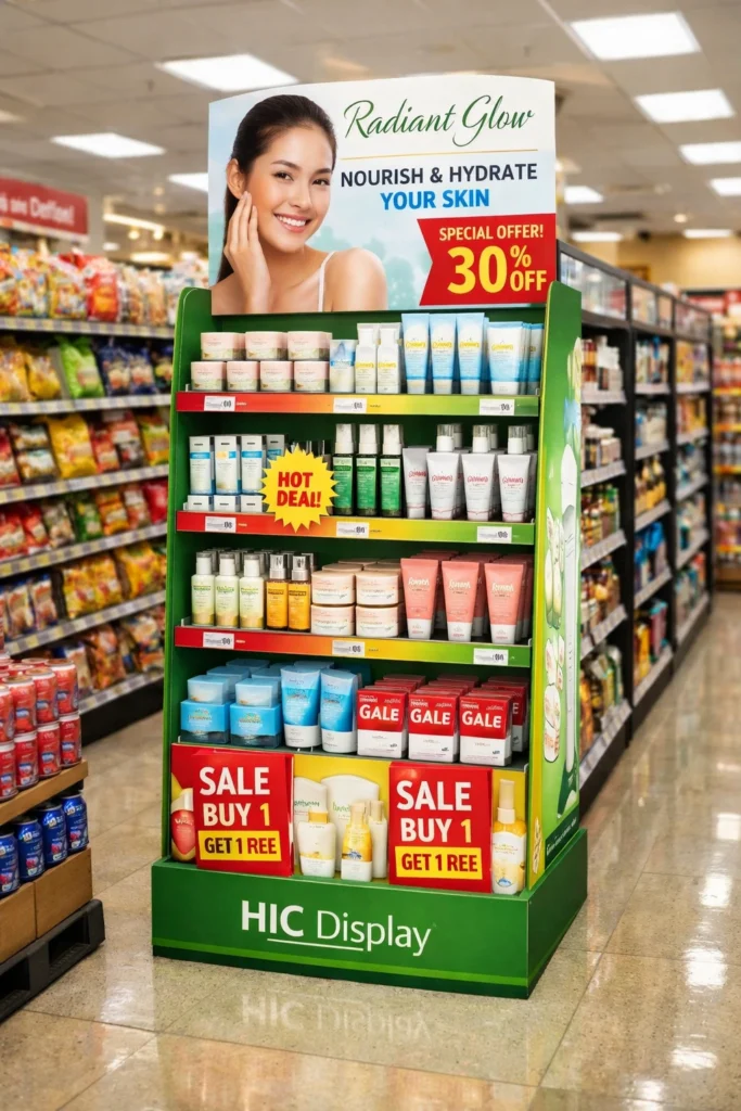 cardboard display stand used for supermarket promotion