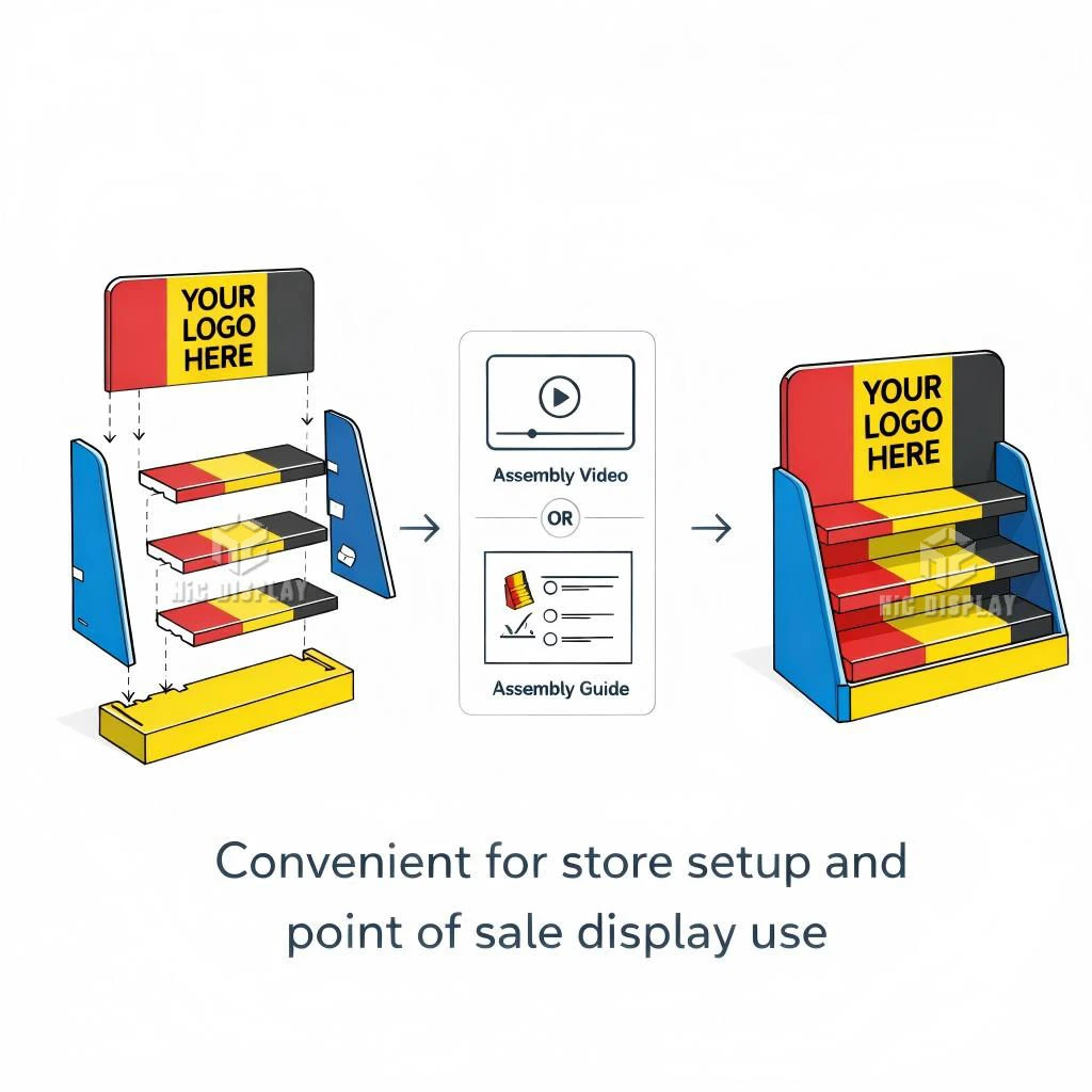 Easy assembly and install display stand guide